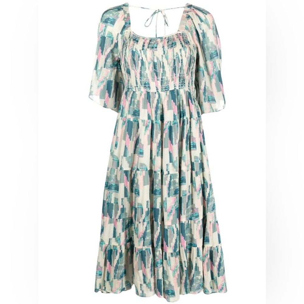 Ba&sh Teoli Abstract Print Midi dress